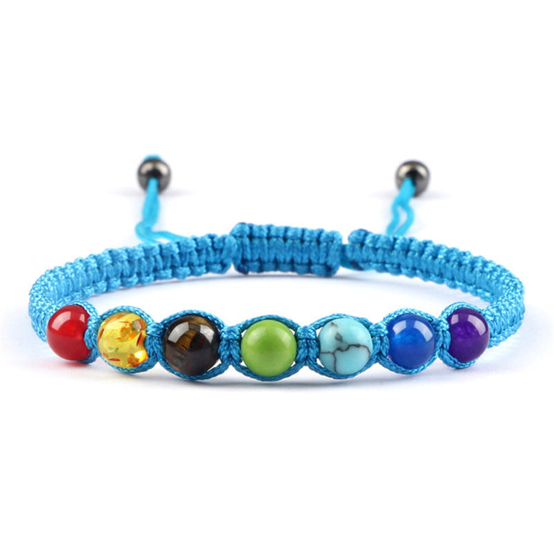 AliExpress New Cross-border Hot Selling 6MM Colorful Natural Stone Ball Bracelet Hand-woven Adjustable