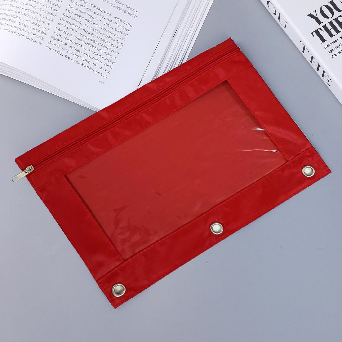 Three-hole Transparent Oxford Cloth Loose-leaf Air Hole Large Capacity Stain-resistant Stationery Case