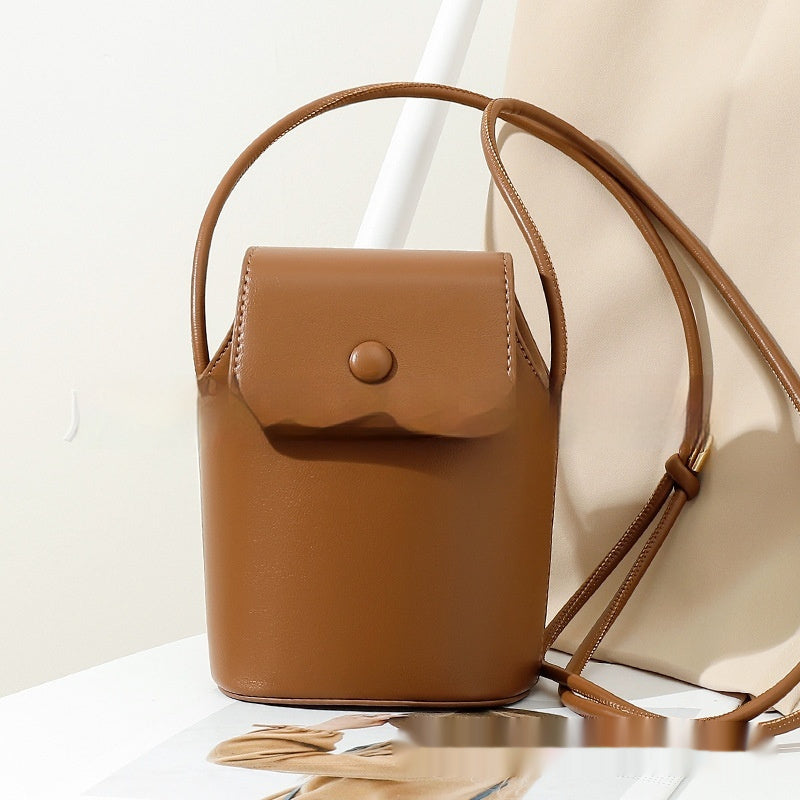 Korean PU Mobile Phone Bag Retro Women's Bucket Bag