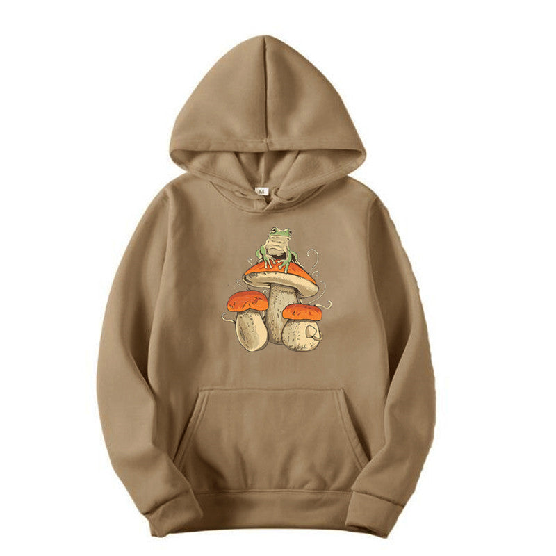 Sweatshirt Plain Letter Printed Kangaroo Pocket Drawstring Hoodie