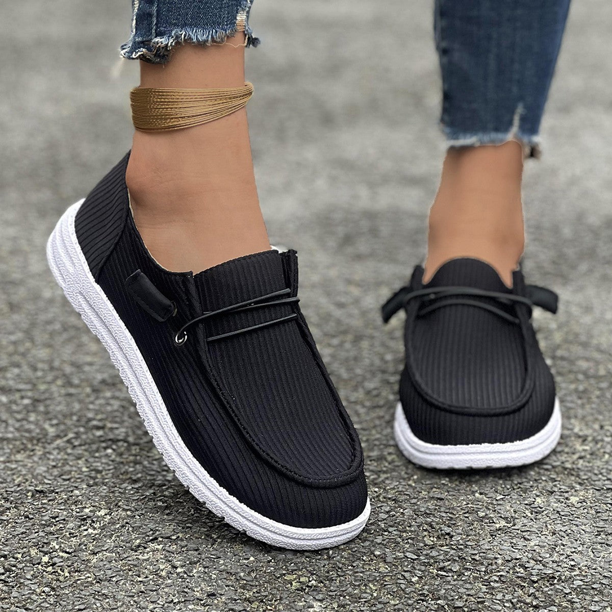 Casual Slip-on Flats Shoes Women Fashion Solid Color Loafers Lazy Shoes