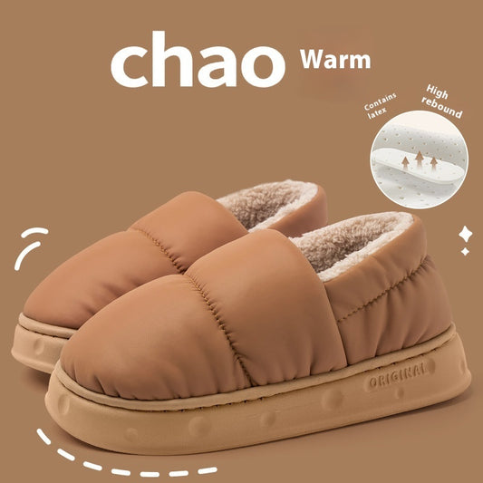 Ankle Wrap Winter Waterproof Thick Bottom Indoor Home Non-slip Plush Warm Cotton Slippers