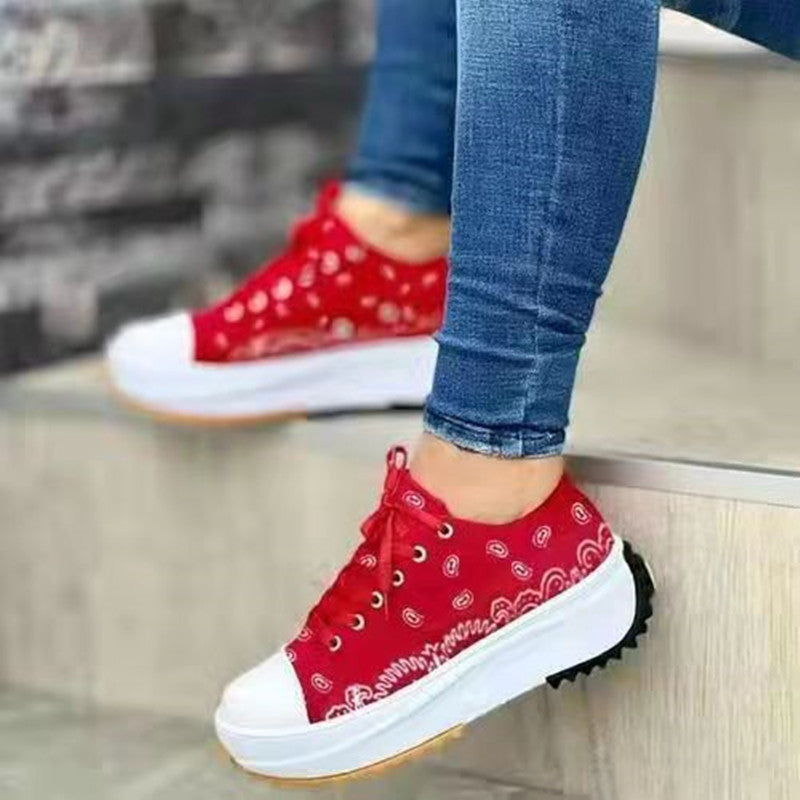 Low-top Platform Printed Canvas Casual Women's Shoes