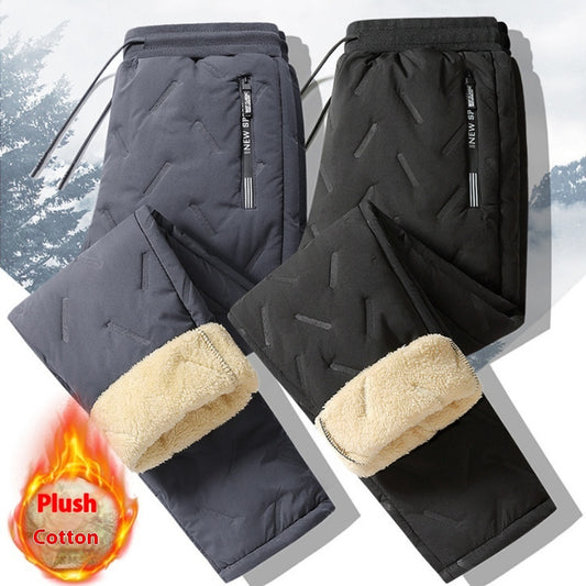 Lambswool Fleece Lined Padded Warm Keeping Loose Casual Pants