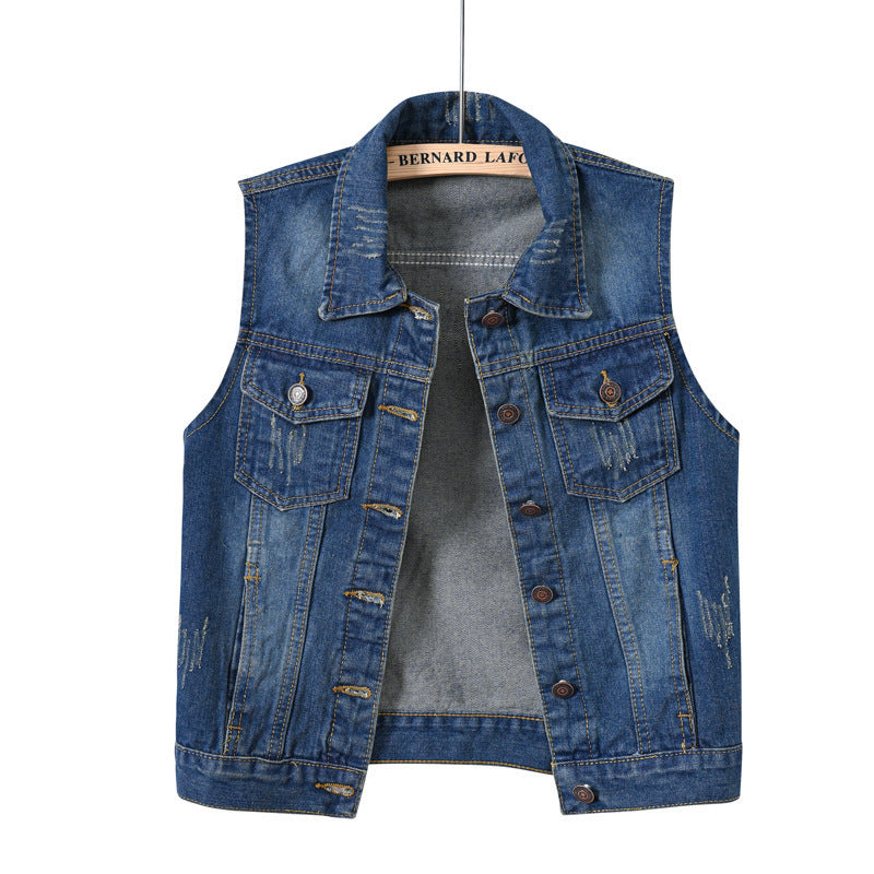 Multi-Color Selection Denim Vest Women's Slim Sleeveless Jacket