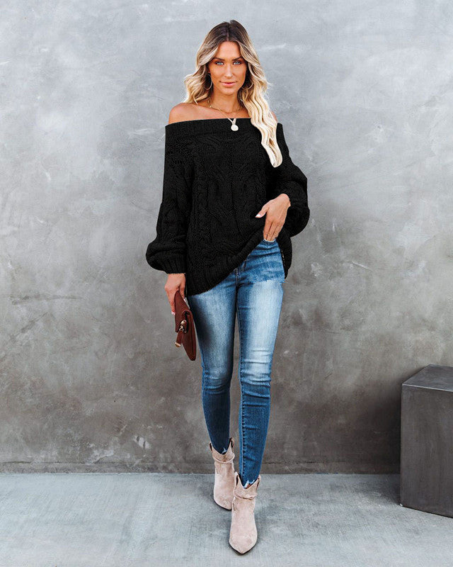 Autumn And Winter Strapless Plus Size Loose Knit Sweater