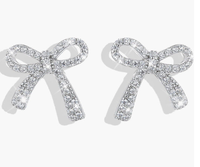 S925 Exquisite Women's Simple Full Diamond Cross Stud Earrings