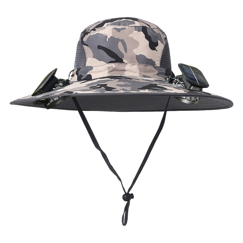 Removable Solar Energy Recharge Fan Embedded Big Brim Hat