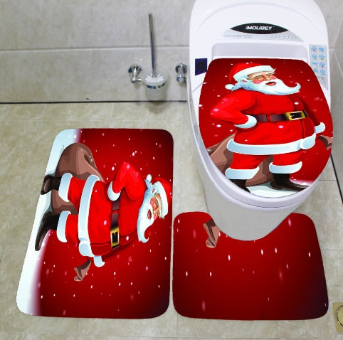 Merry Christmas Bathroom Curtain Santa Claus Toilet Seat Christmas Decorations