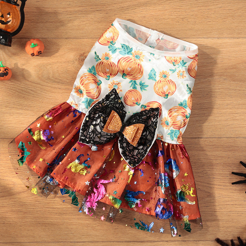 Halloween Mesh Bow Pet Skirt Creative