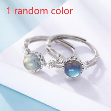 S925 Silver Jewelry Fashion Temperament Bracelet Moonstone Crown Diamond Ring