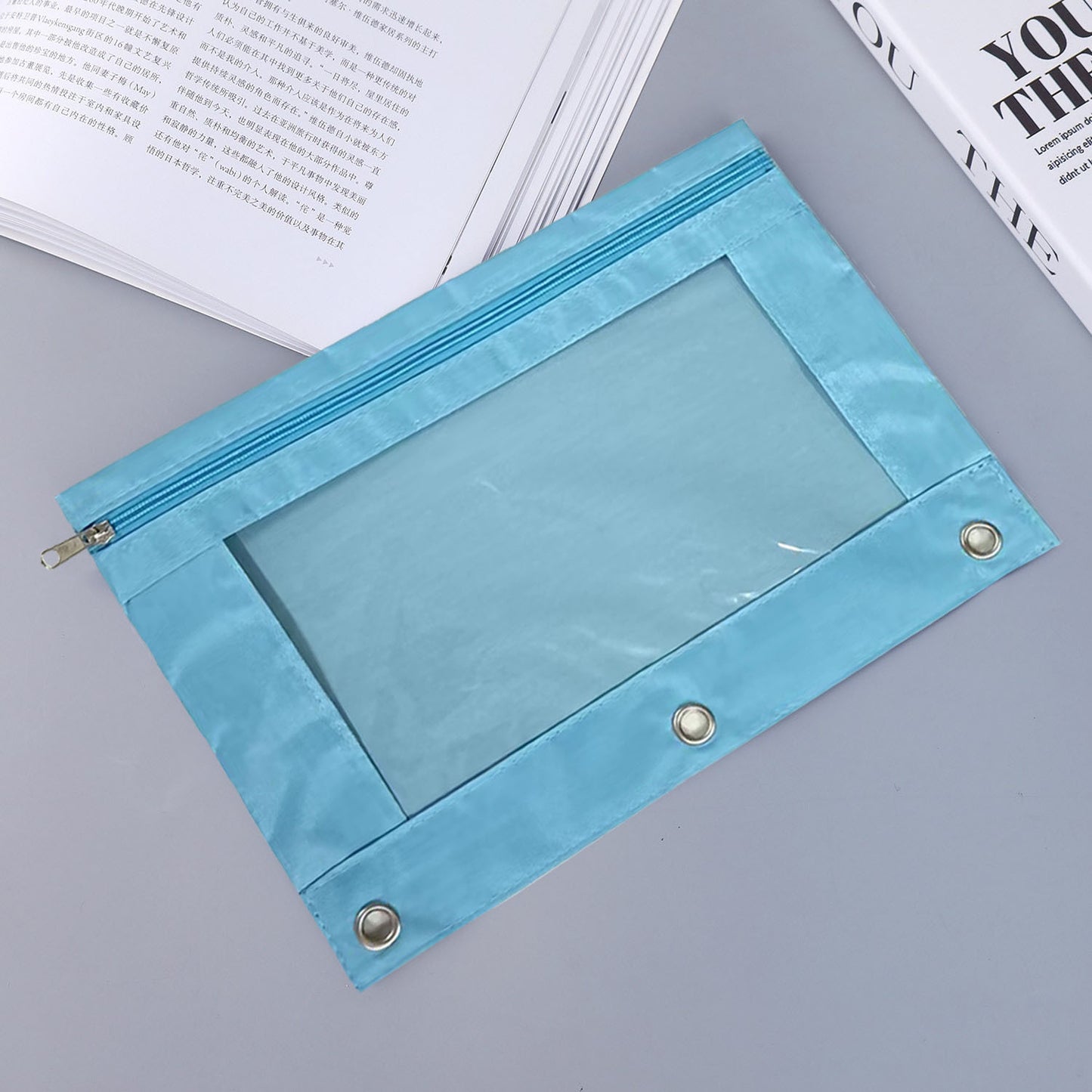 Three-hole Transparent Oxford Cloth Loose-leaf Air Hole Large Capacity Stain-resistant Stationery Case