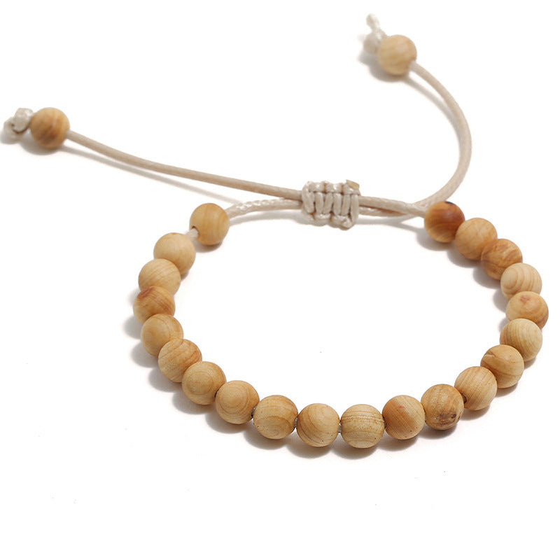 Simple Pulling Rope Wooden Bead Adjustable Bracelet Ornament