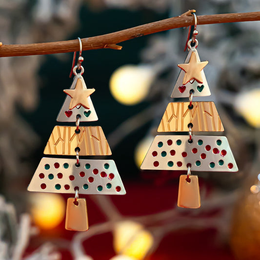 Christmas Tree Necklace And Earrings Fashion Pendant Necklace Suit