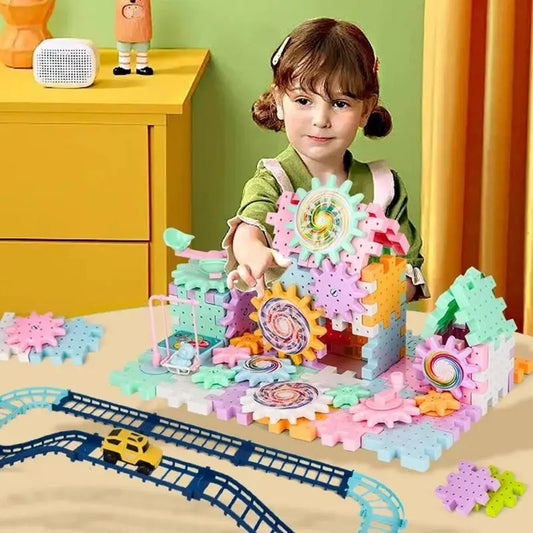 Children's Electric Gear Revolving Building Blocks Toy