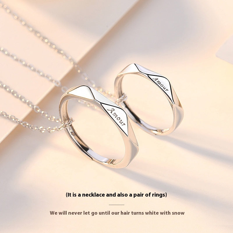 Creative Couple Necklace Sterling Silver Diamond Clavicle Chain