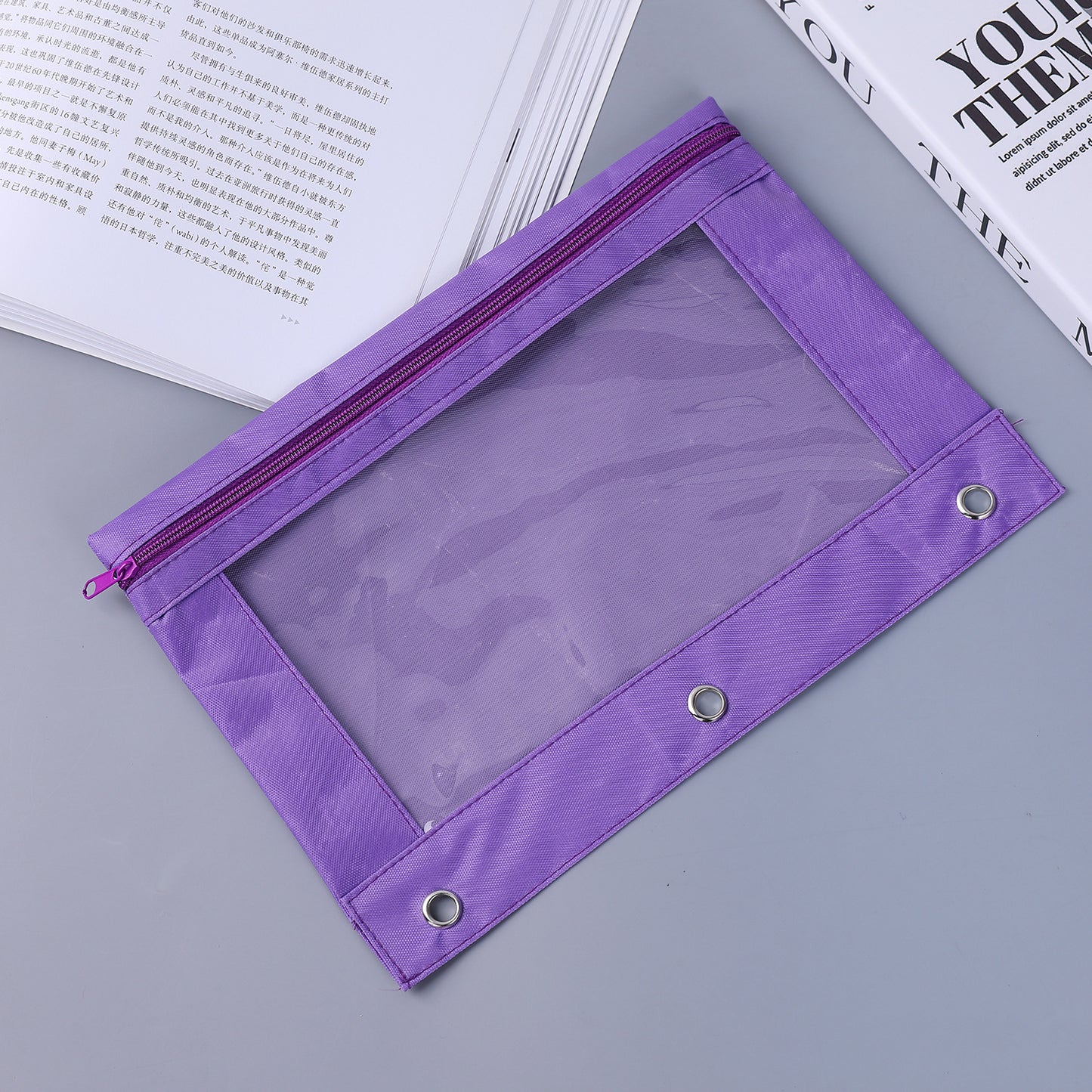 Three-hole Transparent Oxford Cloth Loose-leaf Air Hole Large Capacity Stain-resistant Stationery Case