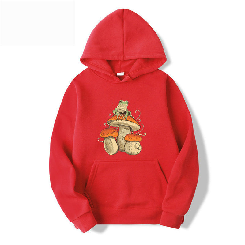 Sweatshirt Plain Letter Printed Kangaroo Pocket Drawstring Hoodie