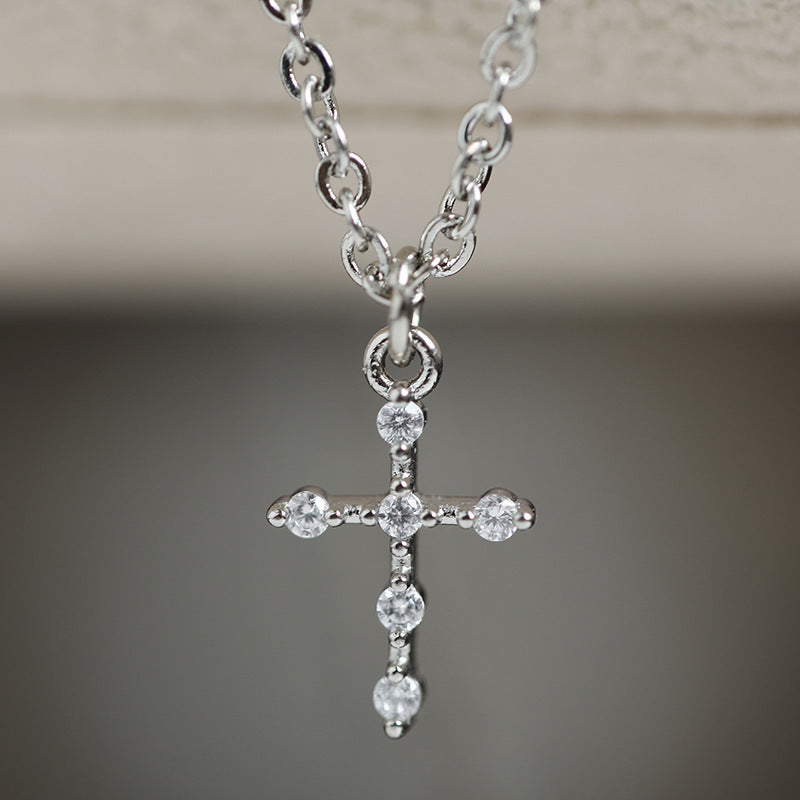 Korean Style Simple Fashion Cross Diamond Necklace