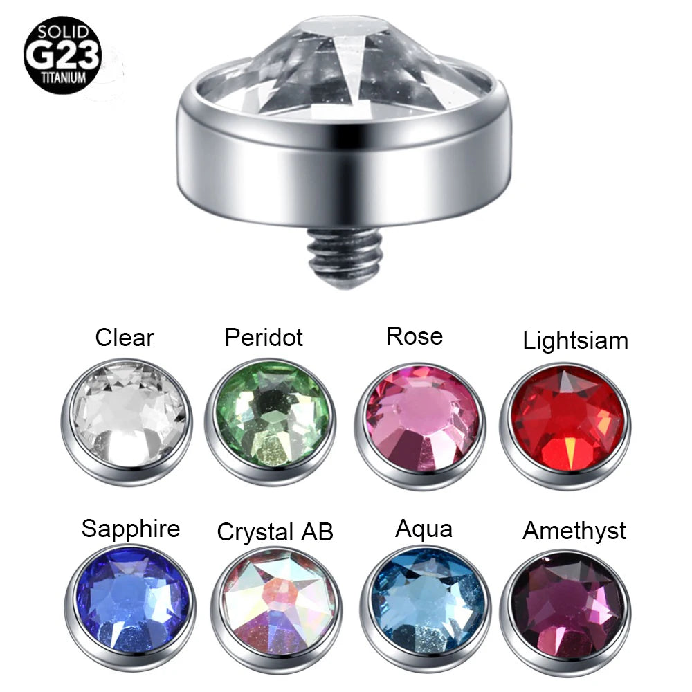 1PC Titanium Microdermal Piercing Surface Internally Threaded Gem Ends Dermal Skin Diver Hide in  Medusa Piercing Body Jewelry