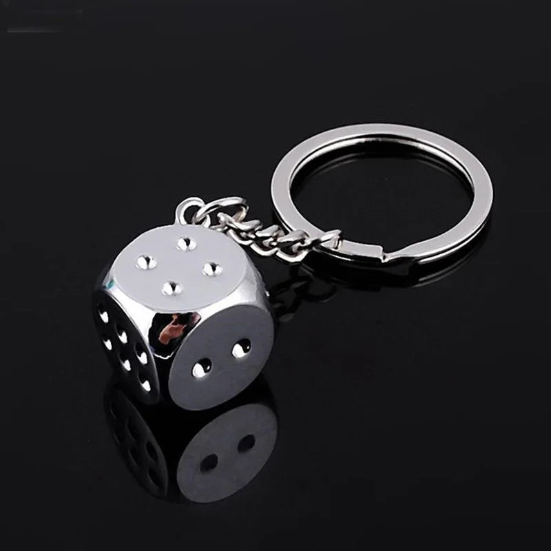 New Dice Key Chain Metal Personality Dice Poker Soccer Guitar  Model Alloy Keychain Gift Car Key Ring 17045