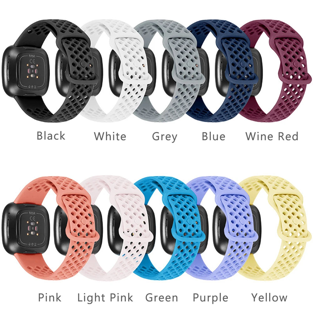 Sport Band For Fitbit Wristband Silicone Bracelet Breathable Strap For Fitbit Versa 3 / Fitbit Sense Watch Band Non-slip