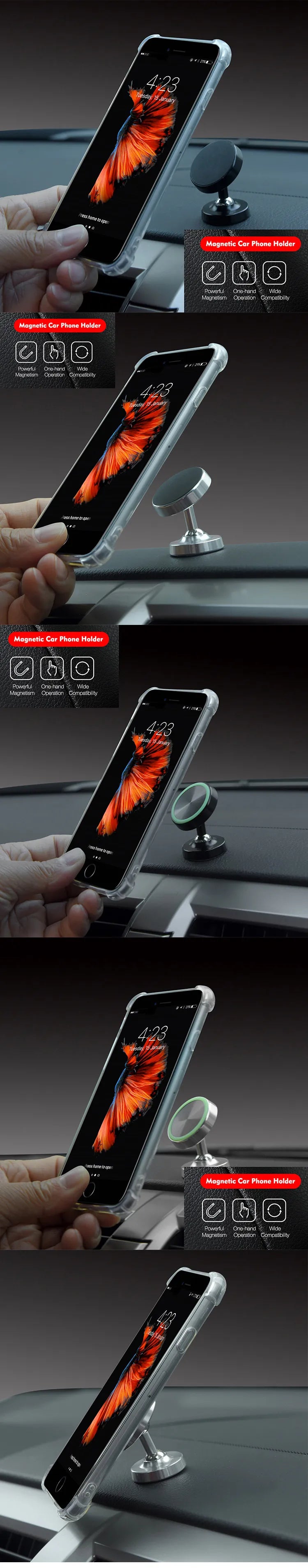 Car Magnetic Phone Holder Stand Support Mount For iPhone X Samsung 360 Degree Magnet Cell Mobile Smarthone Support GPS