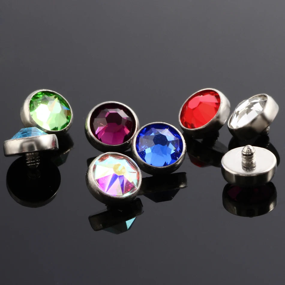 1PC Titanium Microdermal Piercing Surface Internally Threaded Gem Ends Dermal Skin Diver Hide in  Medusa Piercing Body Jewelry