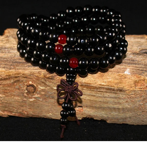 108 Beads 8mm Natural Sandalwood Buddhist Buddha Meditation Beads Bracelet For Women Men Prayer Bead Rosary Hanging Decoration