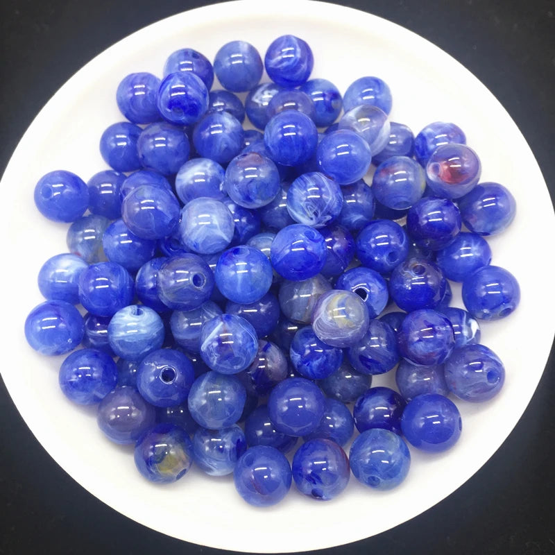 Wholesale  6 8 10 mm Acrylic Clouds Beads Effect Round BEADS Spacer Loose Beads Craft DIY