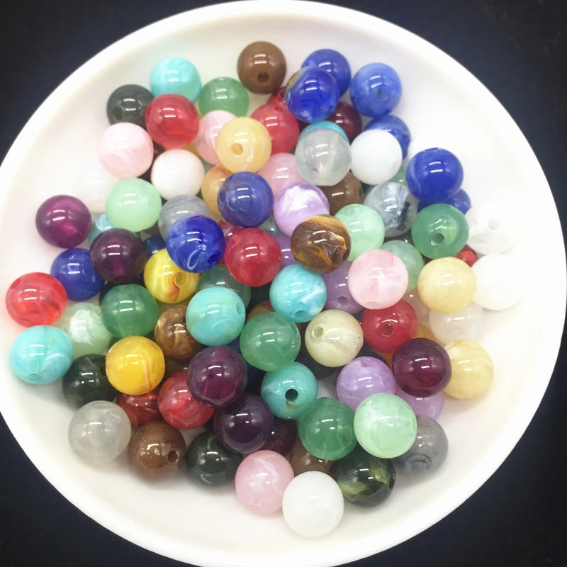 Wholesale  6 8 10 mm Acrylic Clouds Beads Effect Round BEADS Spacer Loose Beads Craft DIY