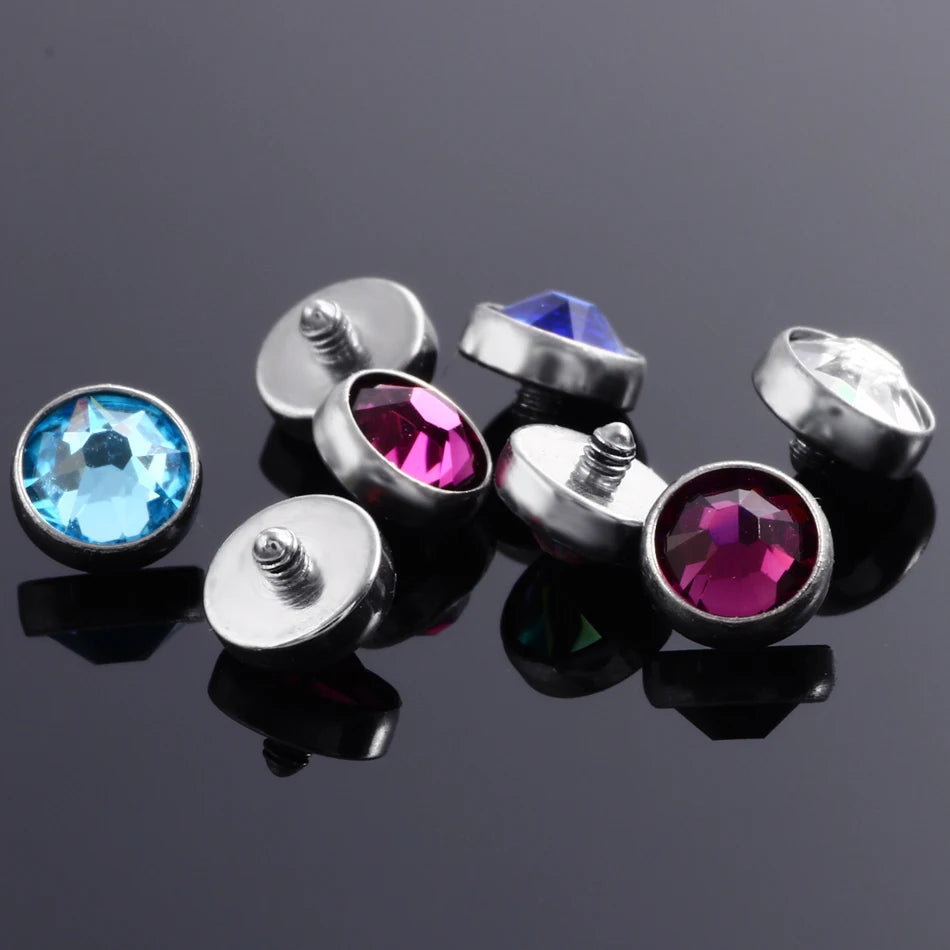 1PC Titanium Microdermal Piercing Surface Internally Threaded Gem Ends Dermal Skin Diver Hide in  Medusa Piercing Body Jewelry