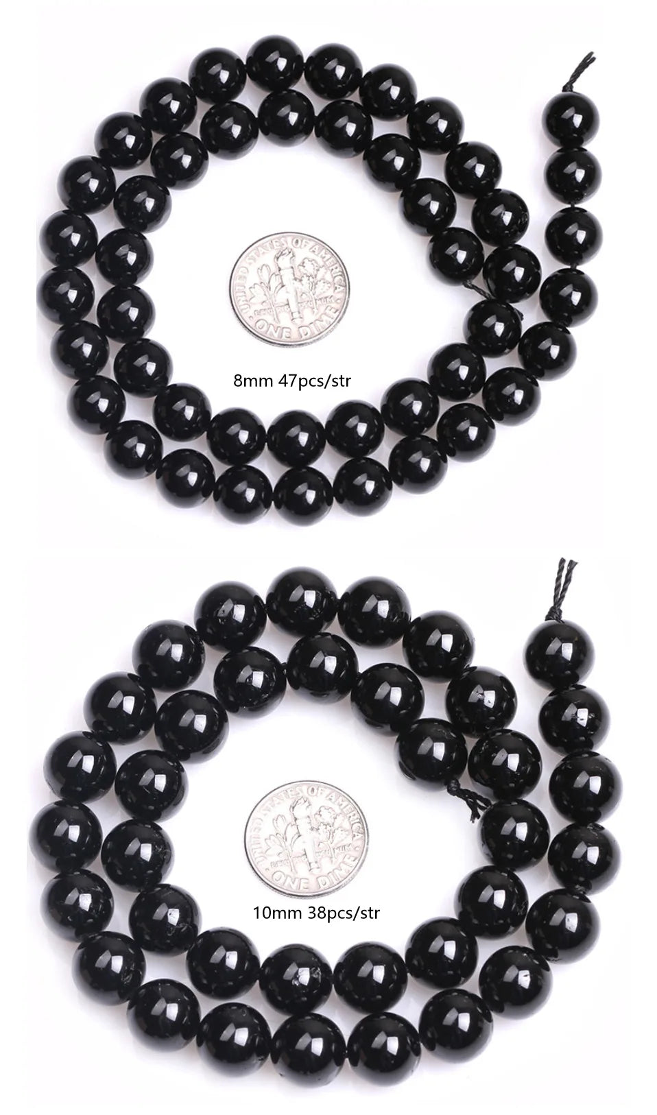 Natural Stone Black Tourmaline Round Loose Beads Strand 15 Inch DIY Bracelet Necklace Jewelry Making