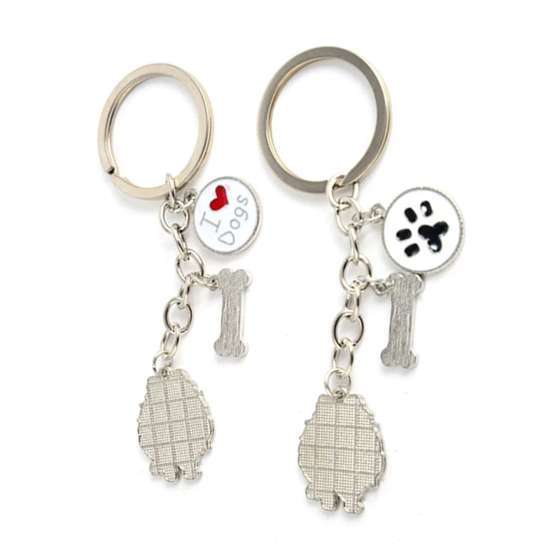 Jewelry Lovely Pomeranian dog charm key chains for women men metal Pet Dogs Keychains bag car key ring holder gifts