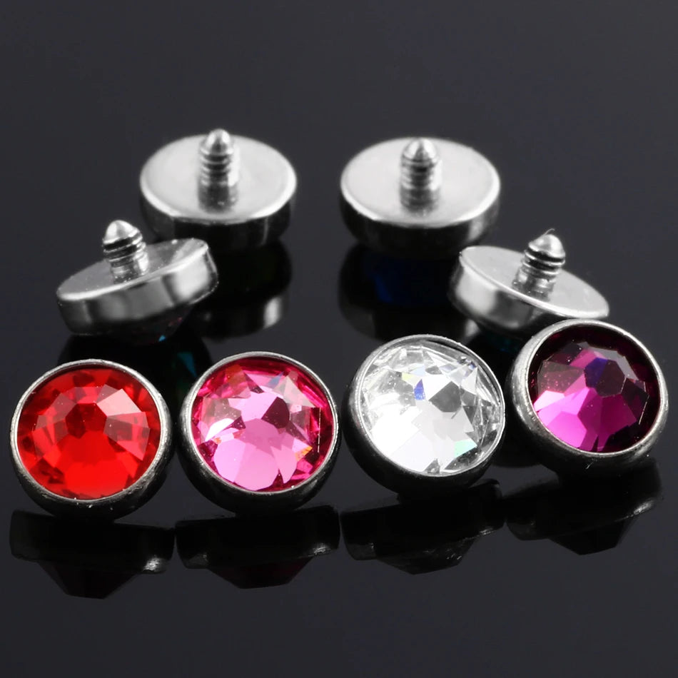 1PC Titanium Microdermal Piercing Surface Internally Threaded Gem Ends Dermal Skin Diver Hide in  Medusa Piercing Body Jewelry