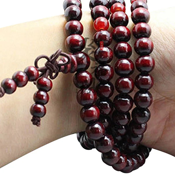 108 Beads 8mm Natural Sandalwood Buddhist Buddha Meditation Beads Bracelet For Women Men Prayer Bead Rosary Hanging Decoration