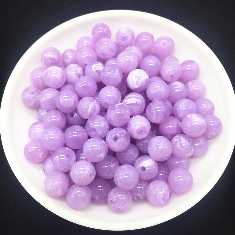 Wholesale  6 8 10 mm Acrylic Clouds Beads Effect Round BEADS Spacer Loose Beads Craft DIY