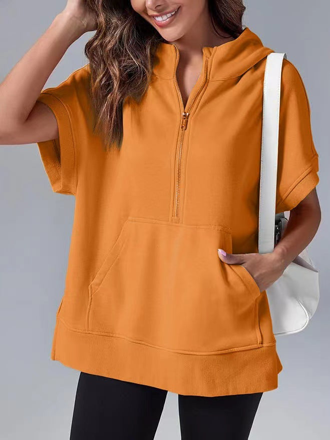 Women's Three-point Short-sleeved Hooded Sweater