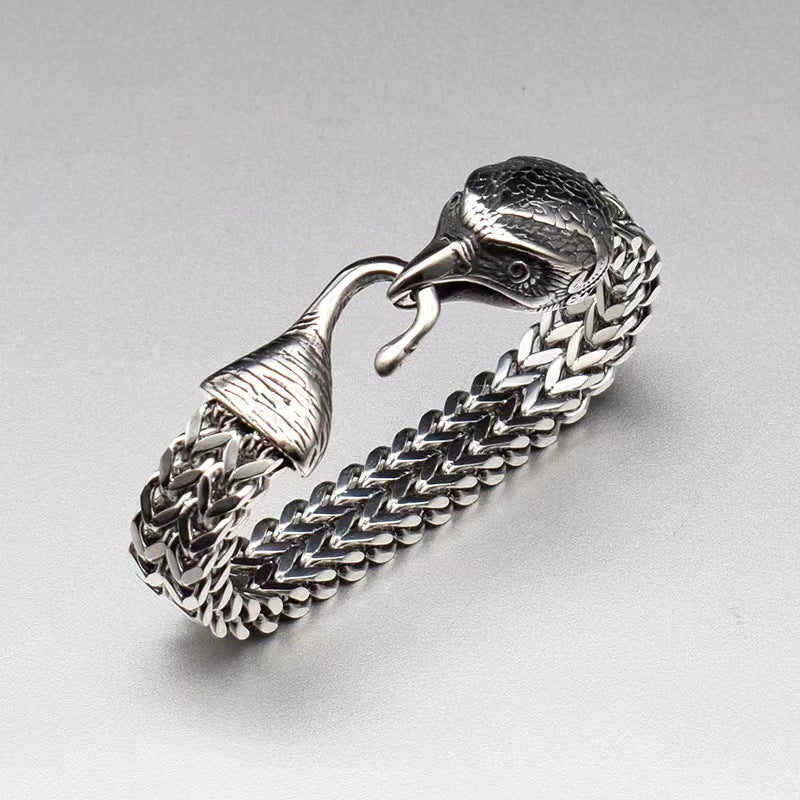 Men's Retro Punk Stainless Steel Bird Head Bracelet