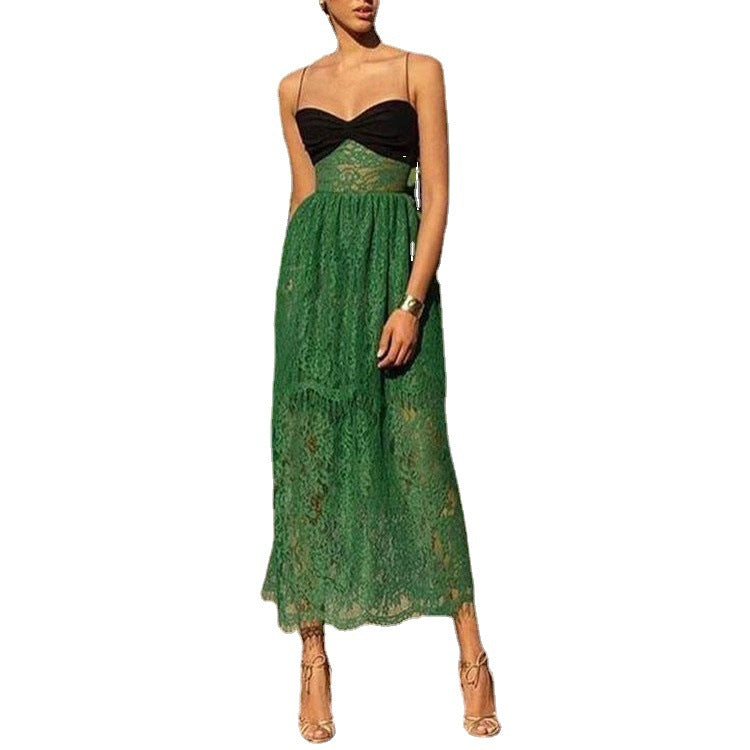 Women's Dress Sling Lace Green Hollow Multi-layer