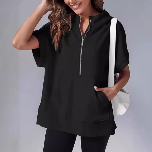 Women's Three-point Short-sleeved Hooded Sweater