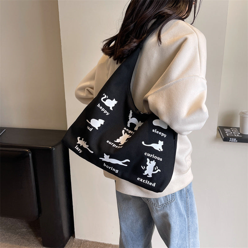 Canvas Bag Women's One-shoulder Summer Small Japanese Korean Idle Style Original Handbags Large Capacity