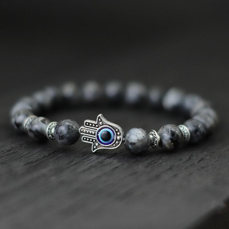 8mm Palm Eye Volcanic Stone Elastic Line Yoga Bracelet