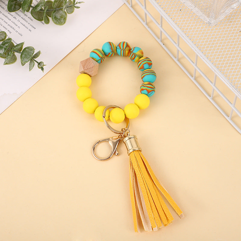 Silicone Beads Wrist Keychain Color