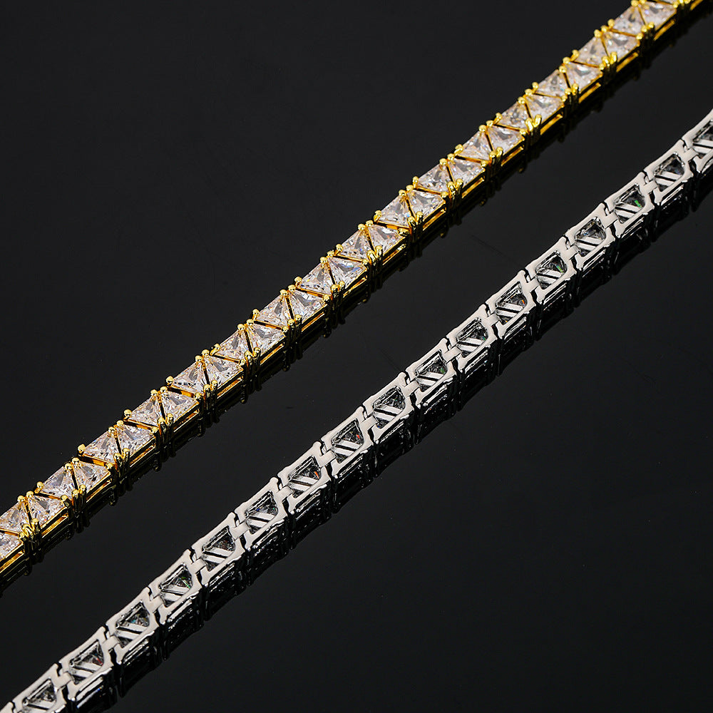 4X4mm Triangle Copper Inlaid Zircon Single Row