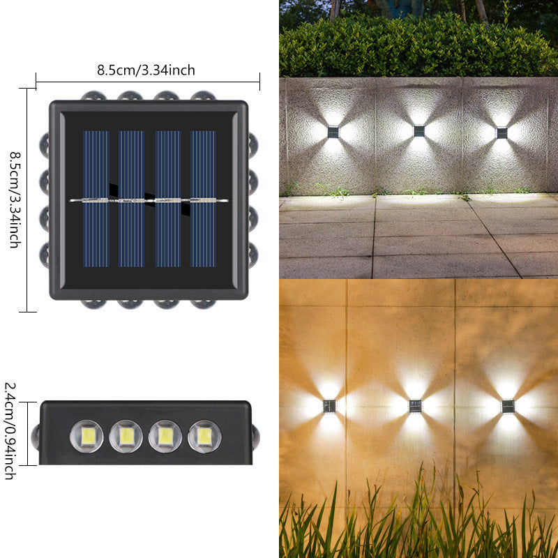 Solar Outdoor Wall Convex Mirror Wall Lamp Outdoor Courtyard Decoration Spotlight Villa Exterior Wall Garden Layout Wall Washer