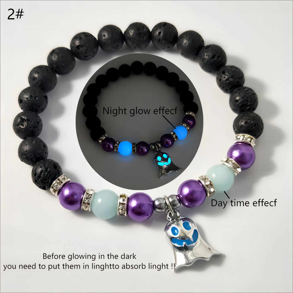 Halloween Gift Luminous Little Ghost Natural Volcano Bracelet