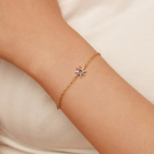 Women's Sterling Silver Bracelet Special-interest Design Inlaid Zirconium Flowers