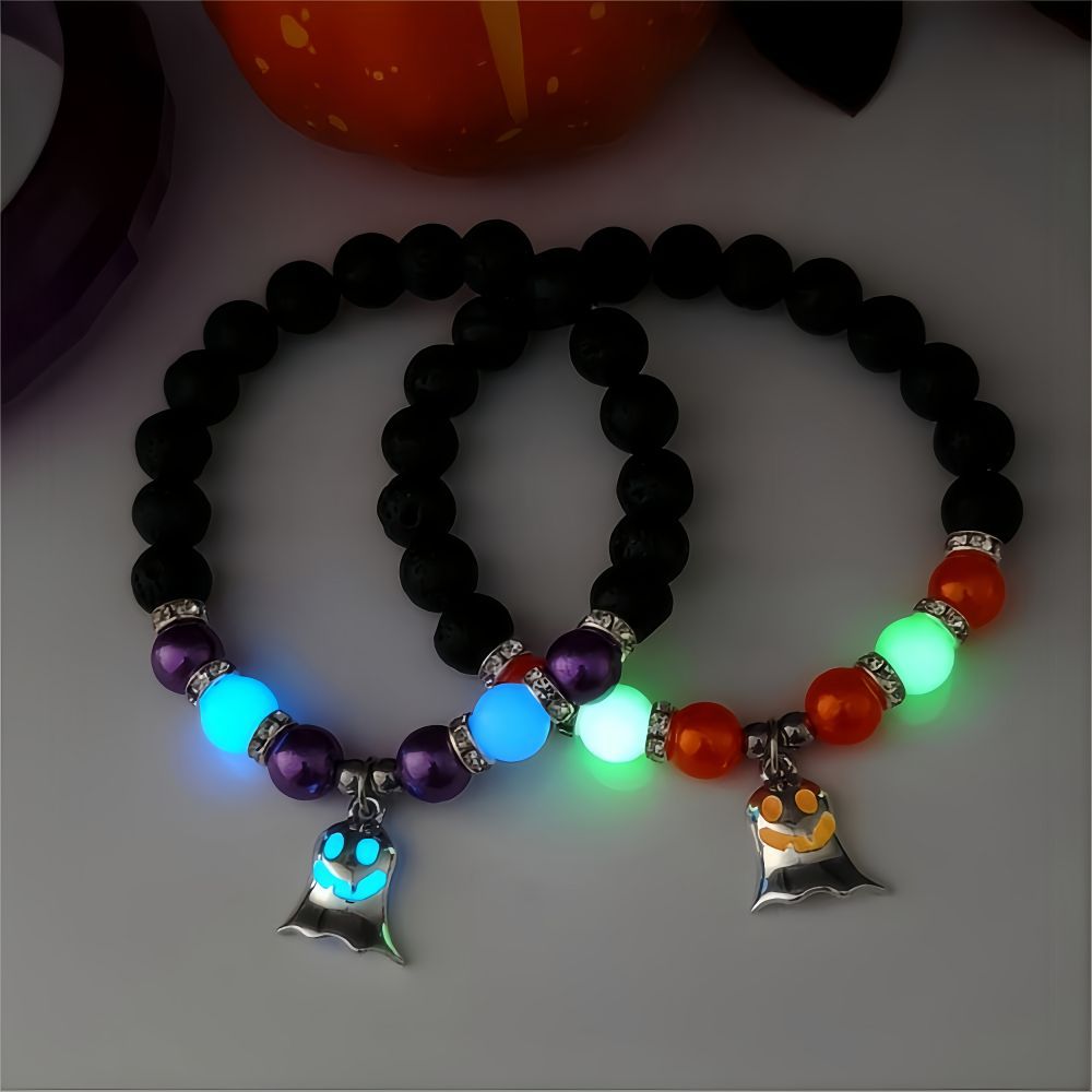 Halloween Gift Luminous Little Ghost Natural Volcano Bracelet