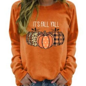 Women's Halloween Pumpkin English Printed Sweater